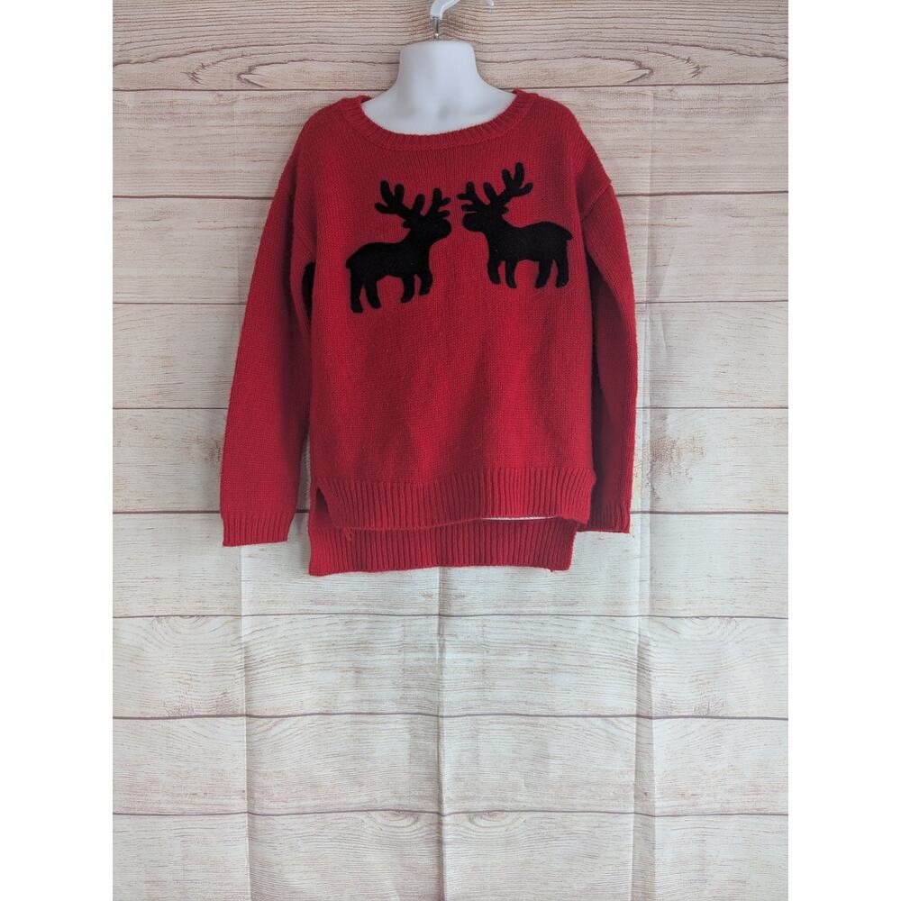 Pink Republic Kids Sweaters Red Knit Plaid Holiday Reindeer Size Small